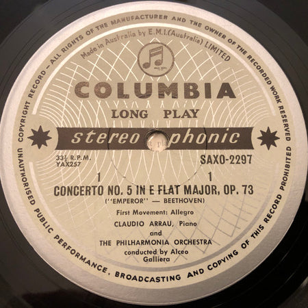 Ludwig van Beethoven / Claudio Arrau / Alceo Galliera / Philharmonia Orchestra : Piano Concerto  No. 5  In E Flat Major, "Emperor" (LP, Ste)