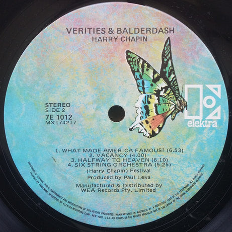 Harry Chapin : Verities & Balderdash (LP, Album)