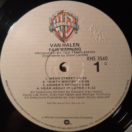 Van Halen : Fair Warning (LP, Album, Qua)