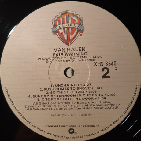 Van Halen : Fair Warning (LP, Album, Qua)
