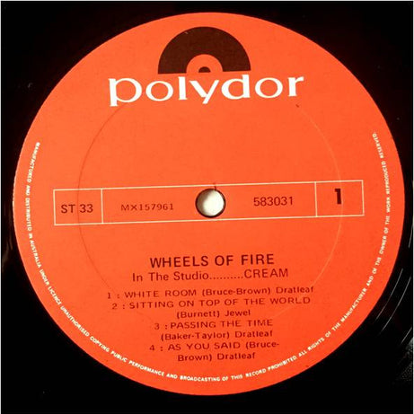 Cream (2) : Wheels Of Fire - In The Studio (LP, Album)