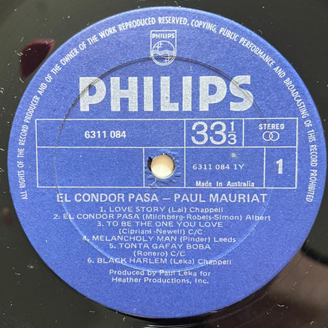 Paul Mauriat And His Orchestra : El Condor Pasa (LP, Album, Gat)