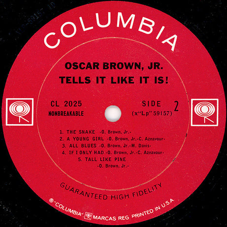 Oscar Brown Jr. : Tells It Like It Is! (LP, Album, Mono)