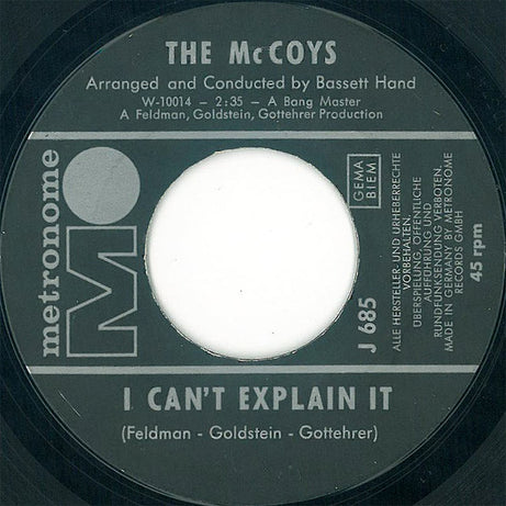 The McCoys : Hang On Sloopy / I Can't Explain It (7", Single, RE)