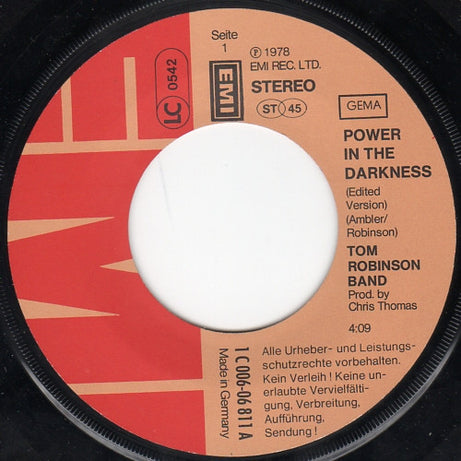 Tom Robinson Band : Power In The Darkness (7", Single)