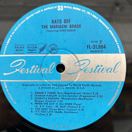 The Mariachi Brass Featuring Chet Baker : Hats Off (LP, Album, Mono)