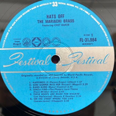 The Mariachi Brass Featuring Chet Baker : Hats Off (LP, Album, Mono)