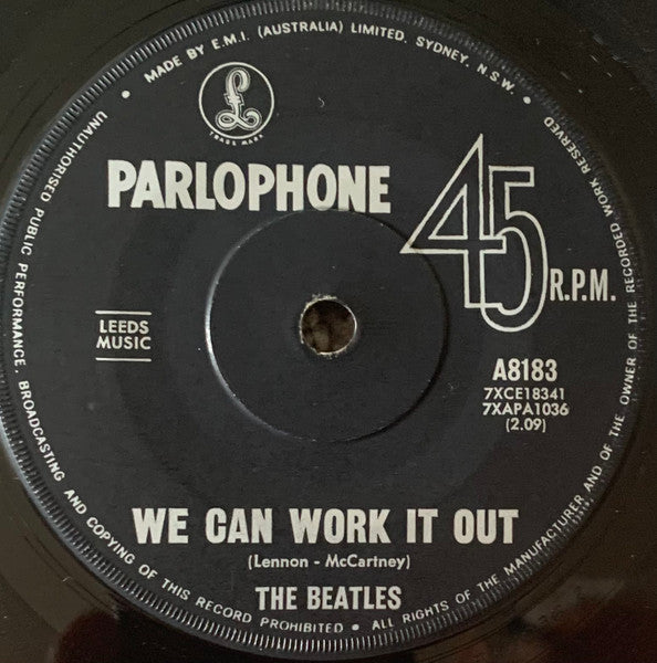 The Beatles : We Can Work It Out / Day Tripper (7", Single, Mono, Ita)