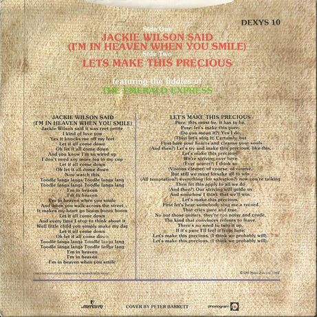 Kevin Rowland & Dexys Midnight Runners : Jackie Wilson Said (I'm In Heaven When You Smile) (7", Single, Pap)