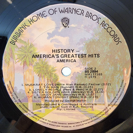 America (2) : History / America's Greatest Hits (LP, Comp, RE)