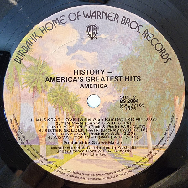 America (2) : History / America's Greatest Hits (LP, Comp, RE)
