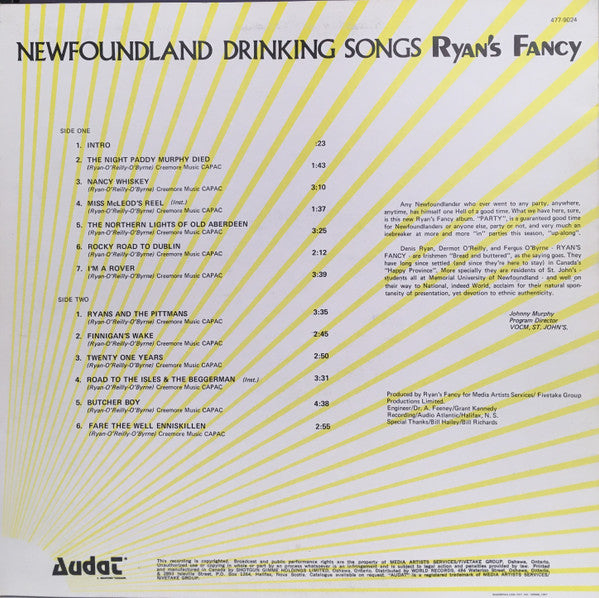 Ryan's Fancy : Newfoundland Drinking Songs (LP, Album)