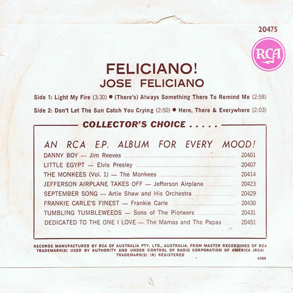 José Feliciano : Feliciano! (7", EP)