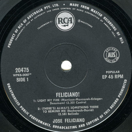 José Feliciano : Feliciano! (7", EP)