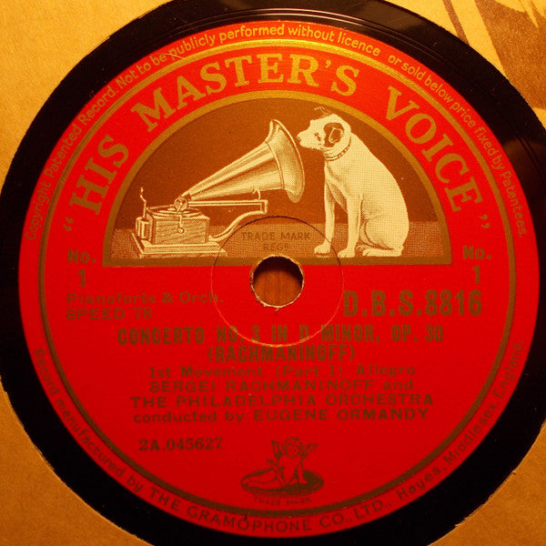 Sergei Rachmaninoff And The Philadelphia Orchestra Conducted By Eugene Ormandy : Concerto No. 3 In D Minor, Op. 30 (For Pianoforte And Orchestra) (Shellac, 12", S/Sided + 4xShellac, 12" + Album)