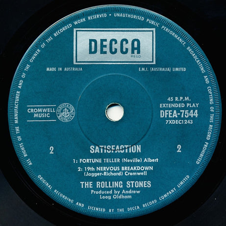 The Rolling Stones : Satisfaction (7", EP)