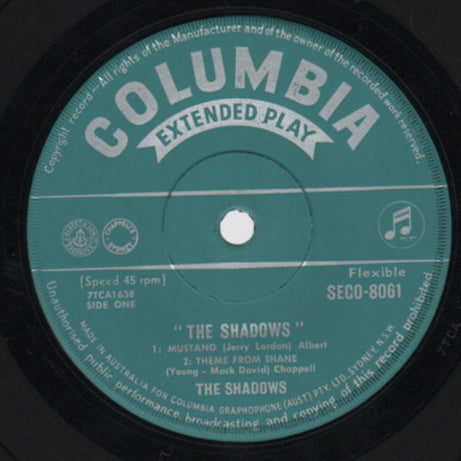 The Shadows : The Shadows (7", EP, Mono)