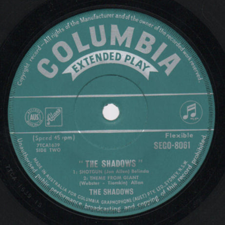 The Shadows : The Shadows (7", EP, Mono)
