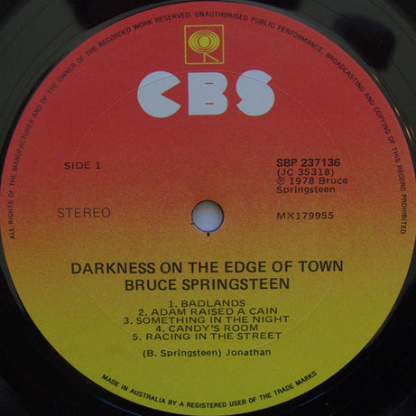 Bruce Springsteen : Darkness On The Edge Of Town (LP, Album)