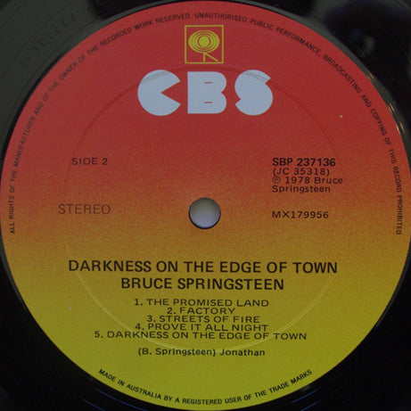 Bruce Springsteen : Darkness On The Edge Of Town (LP, Album)