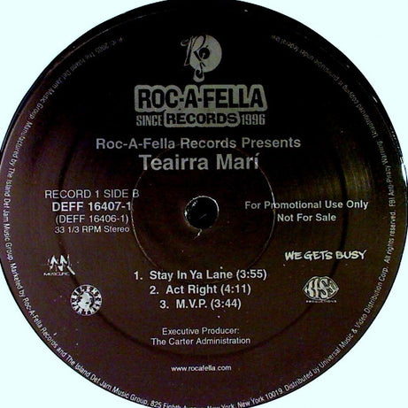 Teairra Mari : Roc-A-Fella Records Presents Teairra Marí (2xLP, Album, Promo)