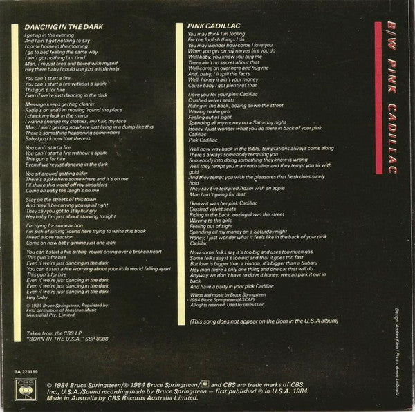 Bruce Springsteen : Dancing In The Dark (7", Single)