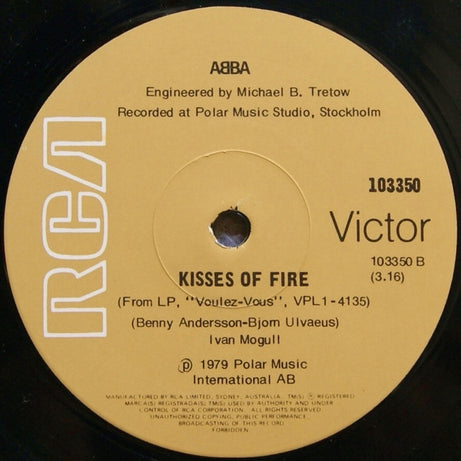 ABBA : Does Your Mother Know / Kisses Of Fire (7", Single)
