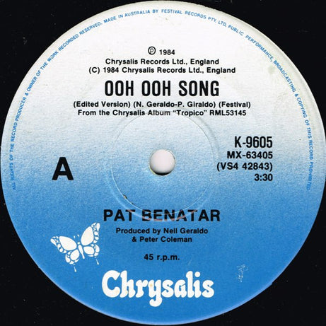 Pat Benatar : Ooh Ooh Song (7", Ltd)
