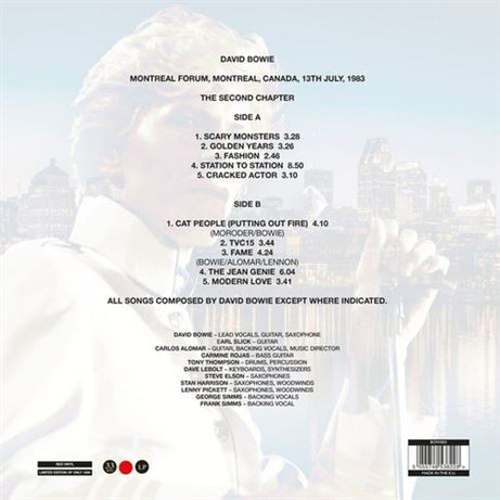 David Bowie : Live in Montreal 1983 (The Second Chapter) (LP, Ltd, Unofficial, Red)