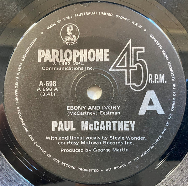 Paul McCartney : Ebony And Ivory (7")