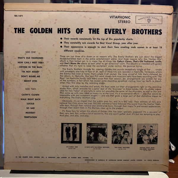 Everly Brothers : The Golden Hits Of The Everly Brothers (LP, Comp)