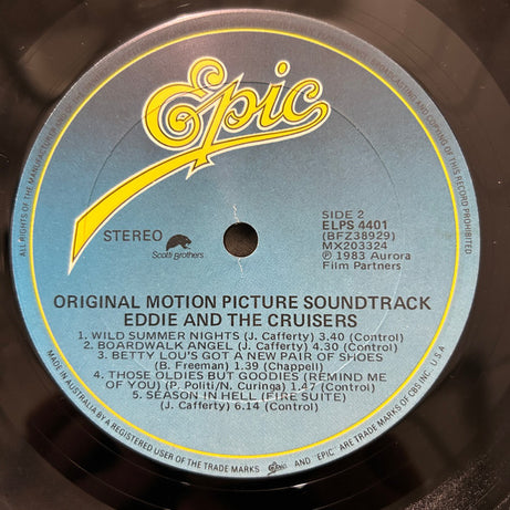 John Cafferty And The Beaver Brown Band : Eddie And The Cruisers (Original Motion Picture Soundtrack) (LP, Album)