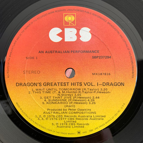 Dragon (5) : Dragon's Greatest Hits Vol. 1 (LP, Comp, Gat)