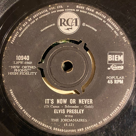 Elvis Presley, The Jordanaires : It’s Now Or Never / Make Me Know It (7")