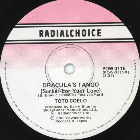 Toto Coelo : Dracula's Tango (7", Single)