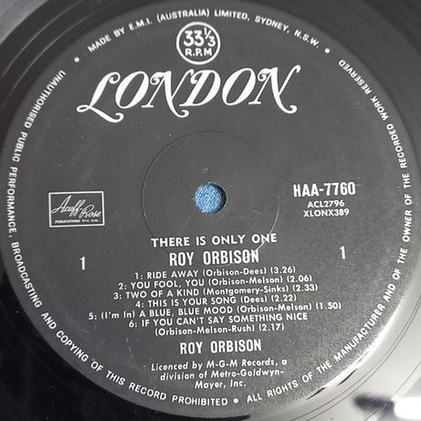Roy Orbison : There Is Only One Roy Orbison (LP, Album, Mono, Fli)