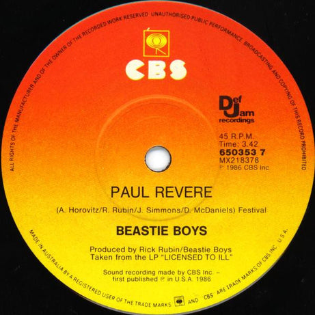 Beastie Boys : (You Gotta) Fight For Your Right (To Party!) (7", Single)