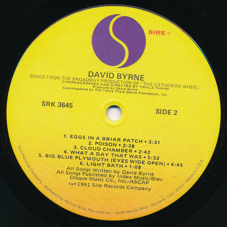 David Byrne : Songs From The Broadway Production Of "The Catherine Wheel" (LP, Album, Win)