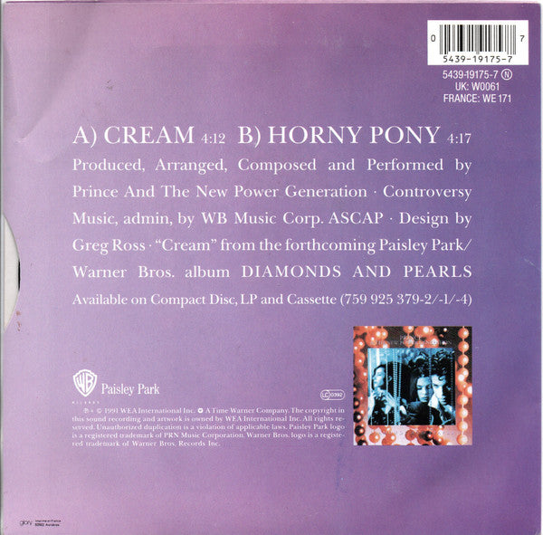 Prince And The New Power Generation : Cream (7", Single)