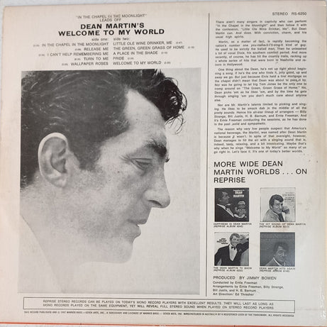Dean Martin : Welcome To My World (LP, Album, Mus)