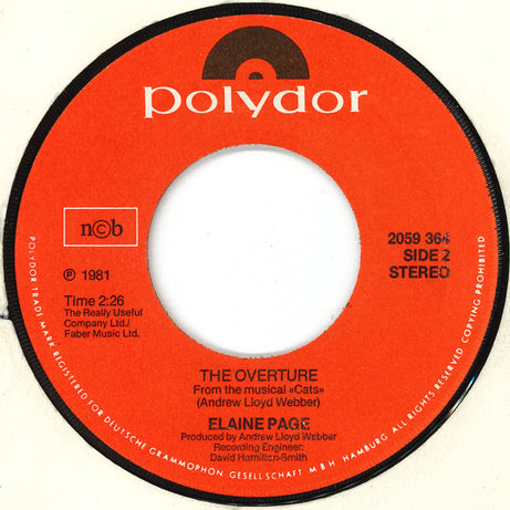 Elaine Paige : Memory (7", Single)