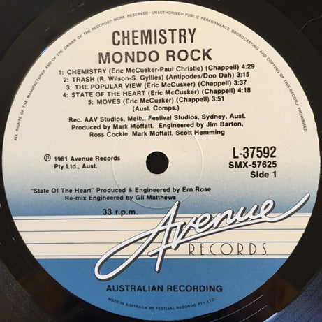 Mondo Rock : Mondo Rock Chemistry (LP, Album)