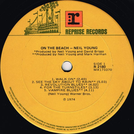 Neil Young : On The Beach (LP, Album, Sem)