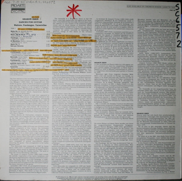 Sharon Isbin : Dances For Guitar Waltzes, Fandangos, Tarantellas (LP, Album, DMM)