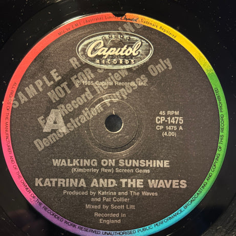 Katrina And The Waves : Walking On Sunshine (7", Promo, Pic)