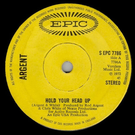Argent : Hold Your Head Up (7", Single, Sol)