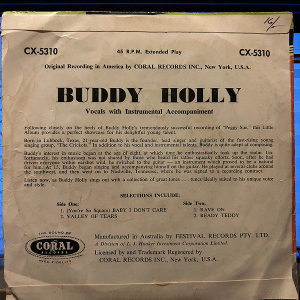 Buddy Holly : (You're So Square) Baby I Don't Care (7", EP)