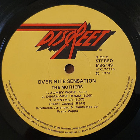Frank Zappa And The Mothers : Over-Nite Sensation (LP, Album, Gat)