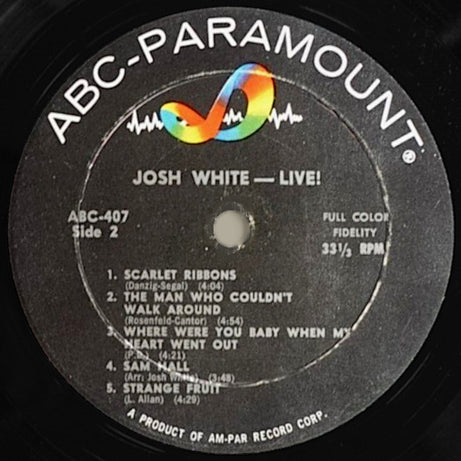 Josh White : Live! (LP, Album, Mono)