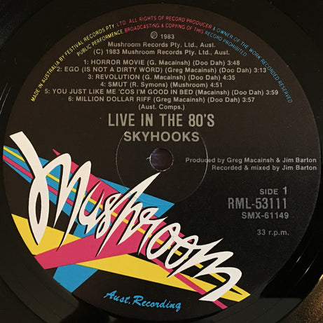 Skyhooks : Live In The 80's (LP, Album)